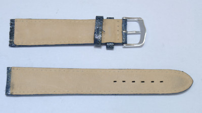 Bracelet De Montre En Cuir Maruca Véritable Bleu 14mm - Longueur 18.5 Cm - Pour Remplacer Votre Bracelet Actuel