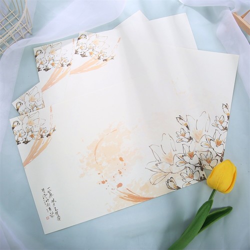 1 Set Writing Paper Flower Pattern for Writing Letters Invitations Announcements - Picture 19 of 35