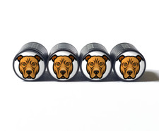 Pittie Pitbull Dog Style 2 Tire Valve Stem Caps - Black Aluminum - Set Of Four Pittie Pitbull Dog Style 2 Tire Valve Stem Caps - Black Aluminum - Set Of Four