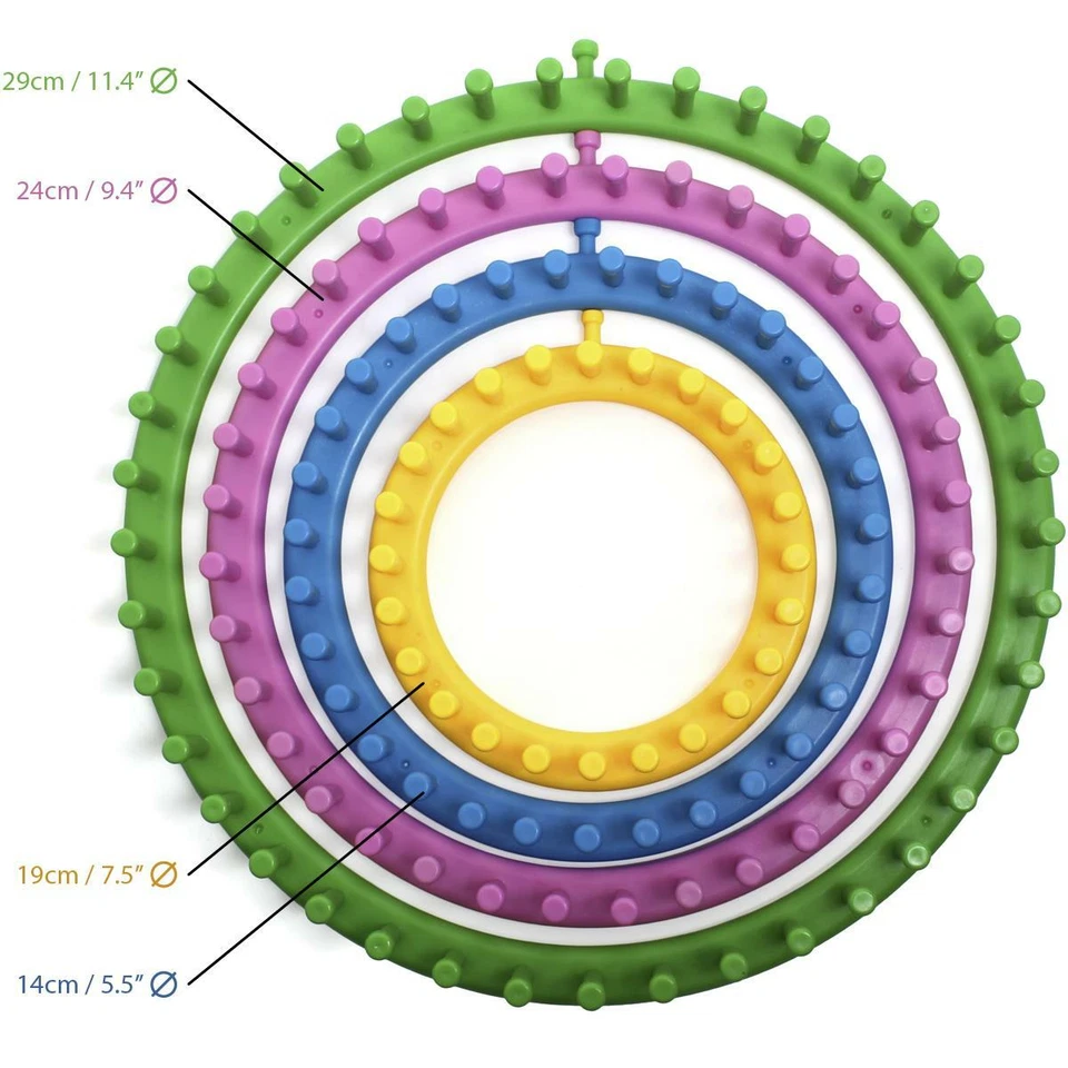 Round Knitting Loom Set Knit Circle Tool knitter Circular Peg Kit Hat Sock Scarf - Image 2 of 2