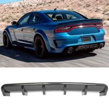 Carbon Fiber Look Rear Diffuser 6-Fins Bumper Lip Spoiler Kits For Dodge Charger
