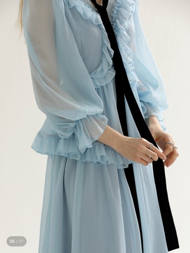Brand NEW - Diamant Ruffle Long Dress - Blue - Picture 1 of 6