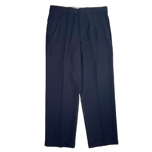 Dockers Men’s Navy Blue Pleated Front Dress Pants Slacks 36 X 31 Poly Wool Blend