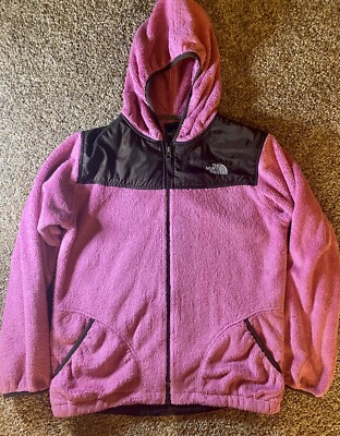 The North Face Girls Pink Fuzzy Fleece Full Zip Hooded Osito