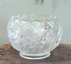 Rare Vintage Fenton Crystal Satin Glass Water Lily Rose Bowl Vase Rose Waterlily