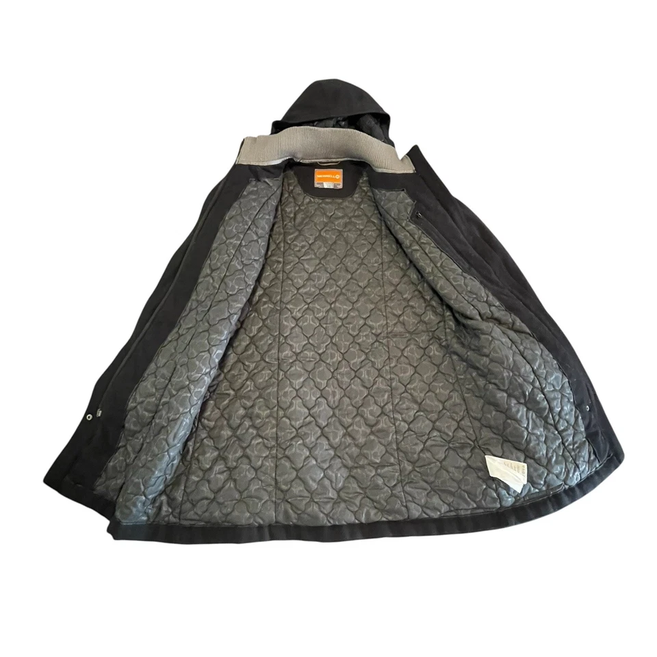 Abrigo Merrell Mujer S Negro Opti Cálido Lona Botones Palanca Forro Acolchado con Capucha Foto 3 de 4