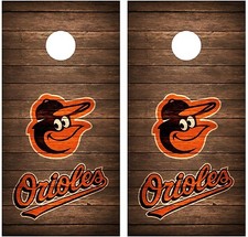Baltimore Orioles Vintage Wood Cornhole Board Decal Wrap Wraps brown 
