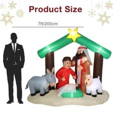 Outdoor Inflatable Nativity Scene with Lights - Christmas - 7ft Tall - New 