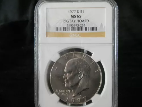 1977-D $1 Eisenhower Dollar Big Sky Hoard NGC MS65