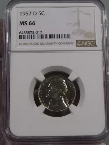 BU GEM 1957-d Jefferson Nickel NGC MS66.  #35