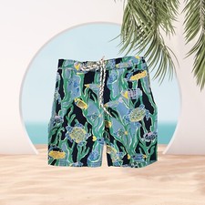 BN E LAND Blue Fish Print Swim Trunks Boys Sz 6 Free /H Offer