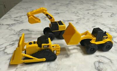 Toy State CAT Caterpillar Construction Train Transport Car Tractor  Excavator Lot