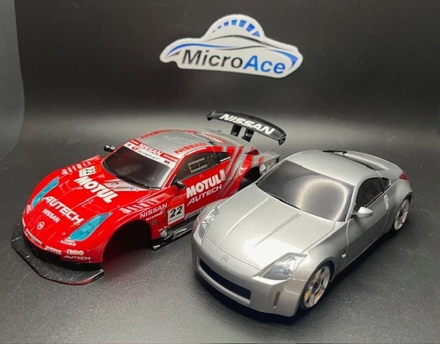 Nissan 350Z Auto Scale 2 body lot Silver Fairlady & Motul GTR Livery - Image 2 of 4