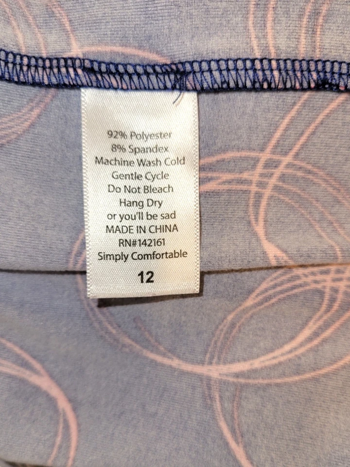 Lularoe Gracie Shirt Girls Size 12  Blue Short Sleeve Top Pink Circle Print SOFT - Image 4 of 4