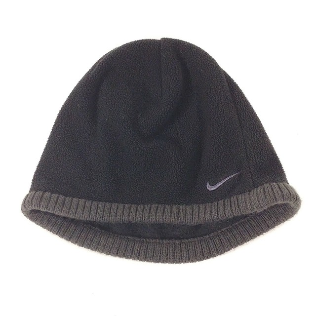 Nike Swoosh Black Fleece Beanie Skull Cap Youth Boy's 4-7 PRE-OWNED for sale online
