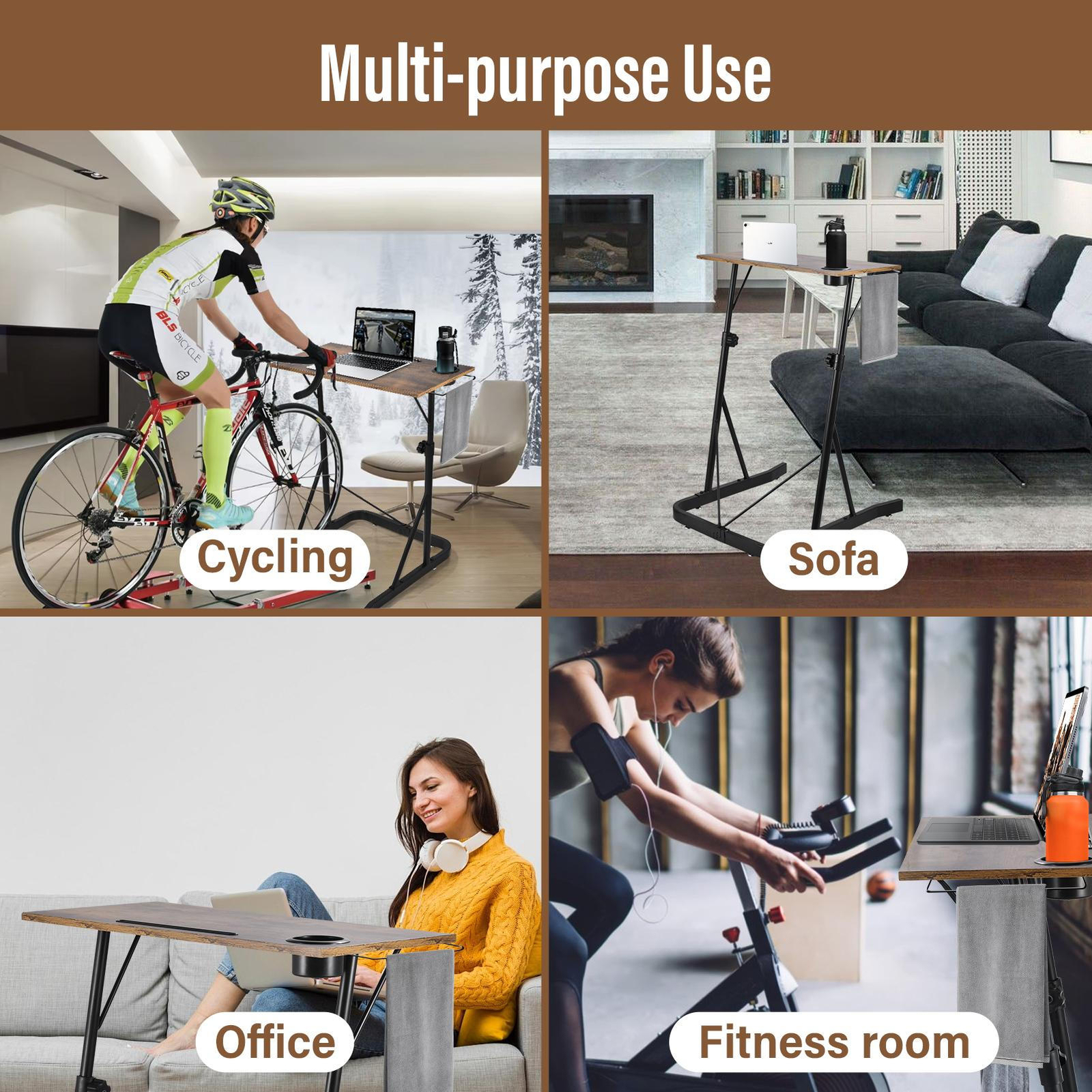 NTUD Adjustable Bike Trainer Fitness Desk, Workstation Standing Desk for Tre...