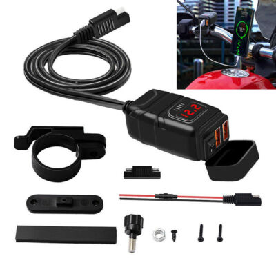 Universal 12V Motorrad ATV Lenker USB Ladegerät Voltmeter Display Wasserdicht