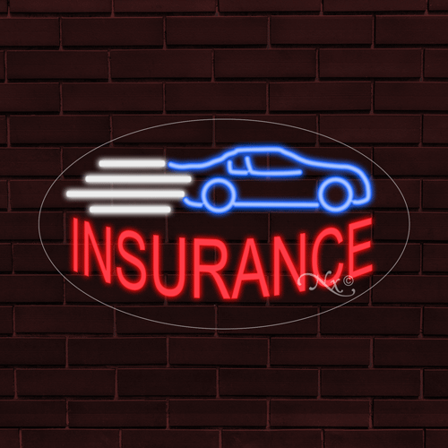 NEU "VERSICHERUNG" OVAL mit AUTO LOGO 28x16x1 ZOLL LED FLEX FENSTER INNEN SCHILD 34050 - Bild 1 von 1