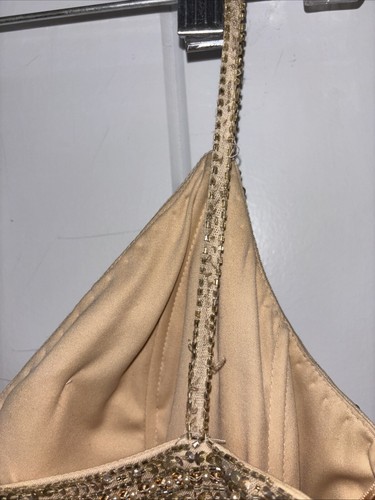 Mori Lee Gold Dress Beaded Size 6 DAMAGED - Picture 7 of 17