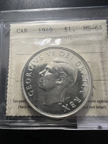 1949 Canada Silver Dollar - ICCS MS-64 - ST 491