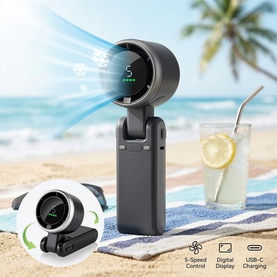 3 IN 1 Handheld Turbo Fan Foldable Handing Neck Fan Portable 5 Speed Mini Fan