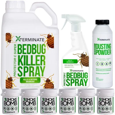 XTERMINATE BED BUG KILLER SPRAY TREATMENT KIT 4 ROOM FUMER BED BUGS POWDER BEDROOM MATTRESS