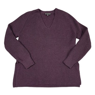 Athleta Plum Merino Wool Blend Sweater Womens XS Switchback Oversized V-Neck