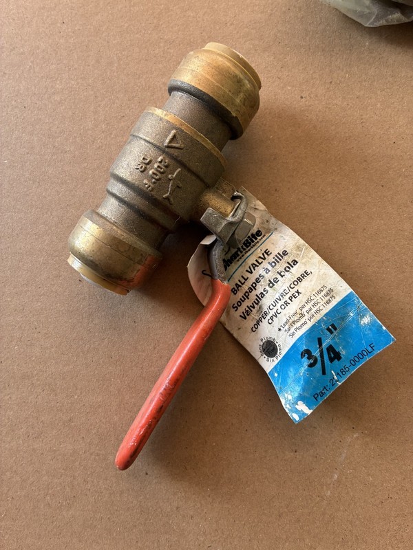 3/4" Shark Bite Ball Valve