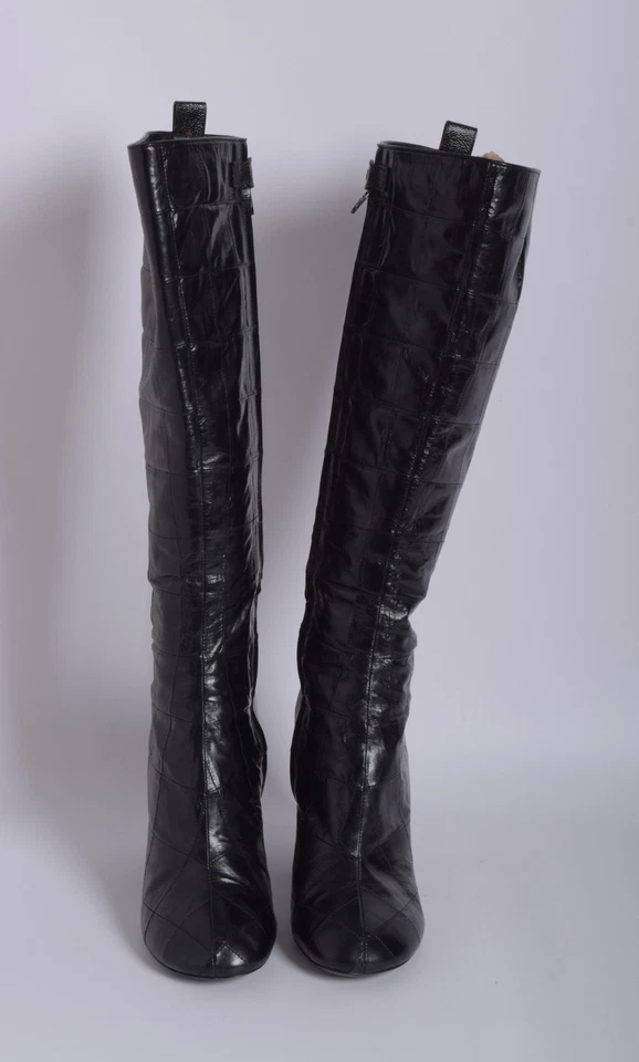 Louis Vuitton Women Black Knee High Boots 100% Leather High Heel Booties EUR 38 - Image 3 of 4