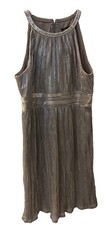R & M Richards dress size 12 tall black metallic cocktail dress w/ rhinestones