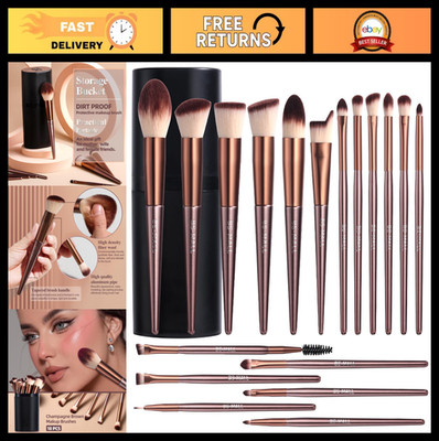 18 PCS Professional Makeup Brush Set with Case - Synthetic Face & Eye Brushes fo