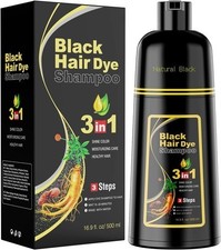 Black Hair Dye Shampoo 3 in 1 for Women/Men for Gray Coverage Instant Hair Color
