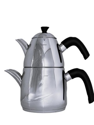 Stainless Steel Double Teapot Set, 2.5lt -1.0lt Elegant Elit Traditional Turkish