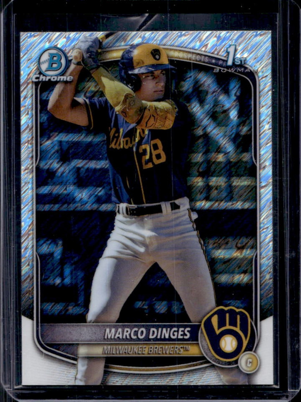 2025 Bowman Chrome Marco Dinges Shimmer Refractor 1st #BCP-183 Brewers