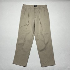 VTG Polo Ralph Lauren Pleated Chino Pants Beige Mens 36x32  35x30 USA MADE
