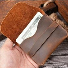 LEATHER Men Small ID Credit Card Wallet Holder Slim Case Pocket new