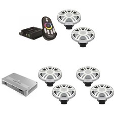 Hertz 3 pairs of HMX 8 S-LD-SW 8" White/Silver Grill Coaxial Marine Speakers ...