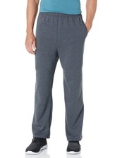 Jerzees mens Fleece Sweatpants, Open Bottom - Black Large, Heather