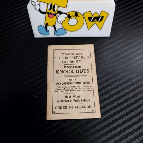 1923 Boxing sports card The Rocket Famous Knockouts JACK JOHNSON v TOMMY BURNS 8 - Picture 3 of 4