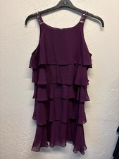 Sodamix Purple Chiffon Party Dress UK 12-14 Layered Beaded Strap Cocktail Womens