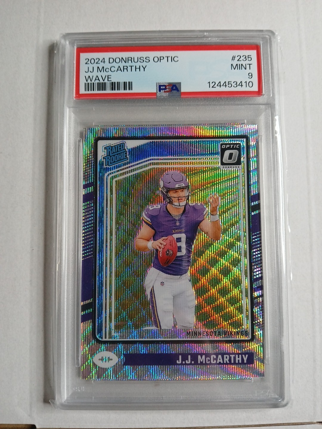 2024 Panini Donruss Optic - Rated Rookie J.J. McCarthy #235 Wave Prizm /300 (RC)
