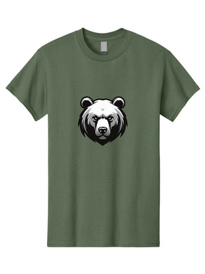 Grizzly-Bear-Head Mens Graphic Tee, 100% Cotton, Casual Summer Wear