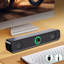 USB Wired & Bluetooth Speakers Soundbar 3D Stereo for Desktop/Laptop Plug Play