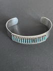 Vintage Zuni Sterling Silver Needlepoint Turquoise Yazzie Design Bracelet 6" — photo 1