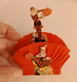 MINT & RARE Antique Vintage Halloween Crepe Nut Cup Favor Candy Container 1920s
