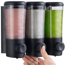 Shampoo and Conditioner Dispenser No Drill Shower Soap Wall Mounted 3 Chamber