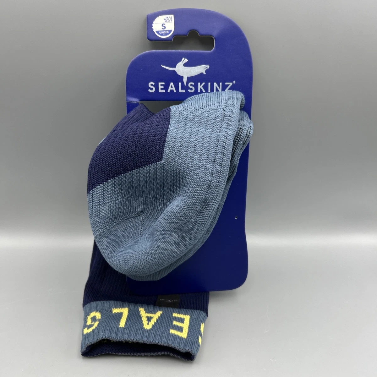 Calze Impermeabili SEALSKINZ Starston Mid Length – Merino Wool, Antivento, Unisex Taglia Large, Grigio/Nero, Clima Freddo