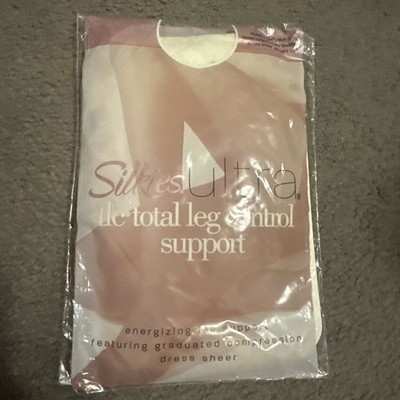 NWT Silkies Ultra TLC Support Graduated Compression Sheer White Tights Sz Large