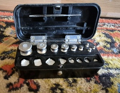 70's Vintage Antique Soviet USSR Weights Scales. Bakelite Box Full Set