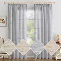Leinen Gardinen VorhäNge 2Er Set Weiß Grau 140X145 Cm KräUselband Modern